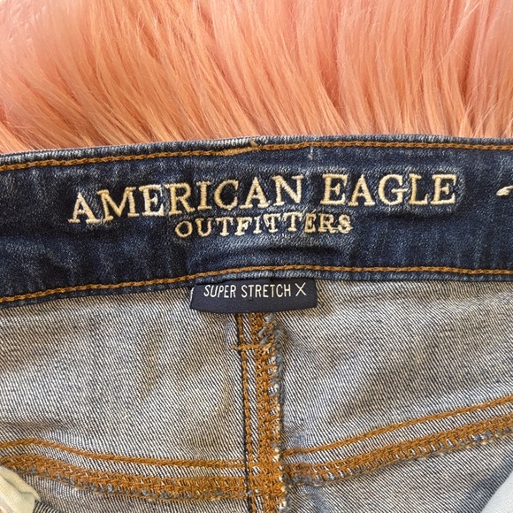 American Eagle Outfitters Hi-Rise Slim Flare Distressed Blue Jeans, Size 6 - Picture 8 of 14